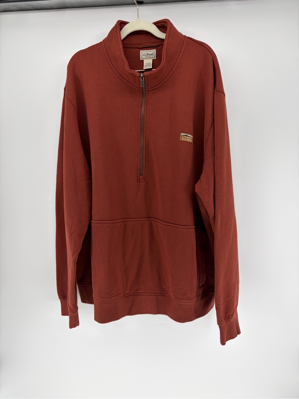 L.L. Bean Men's Half-Zip Pullover Sweater - Rust Orange XXL